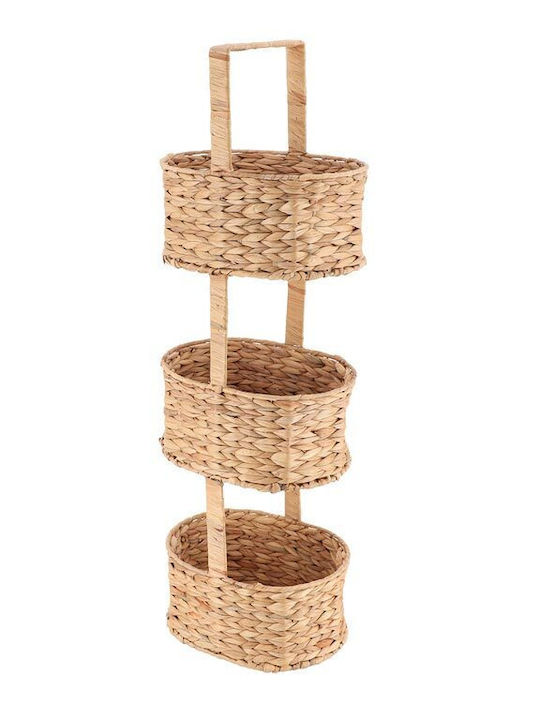 Floor Bathroom Shelf Wooden 23x30x90cm Beige