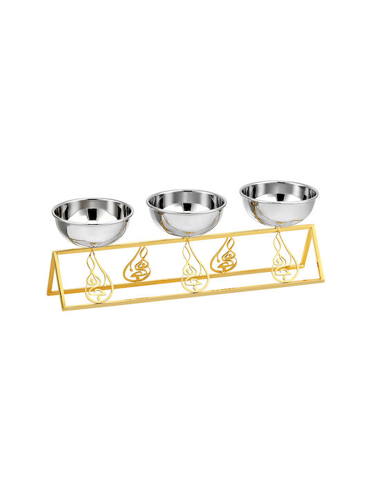 Capolavoro Metallic Dessert Divided Serving Plate with 3 Slots Multicolour 32x9x10cm