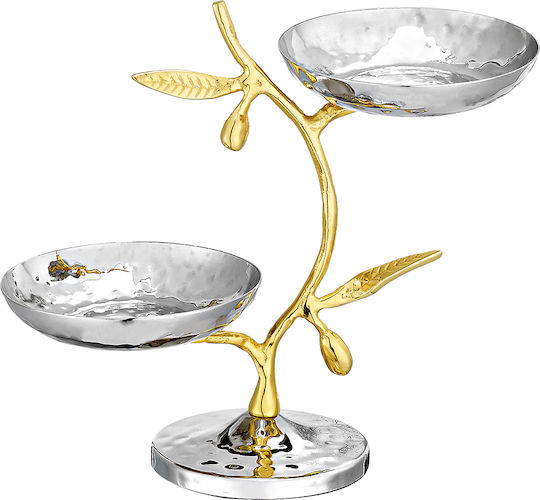 Capolavoro Metallic Dessert Tower Stand with 2 Tiers Multicolour 12x9x18cm
