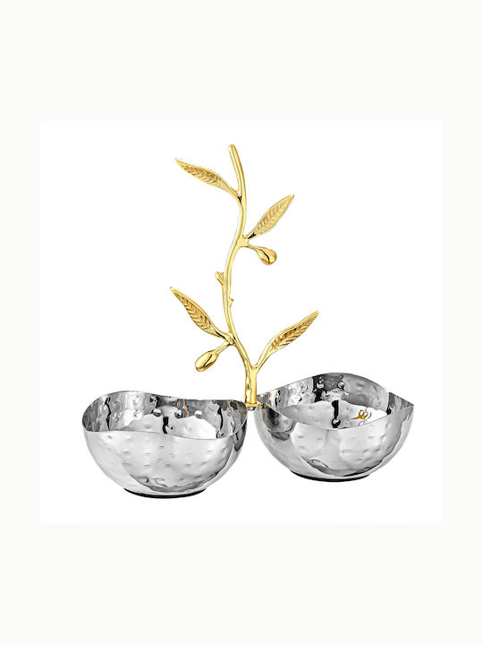 Capolavoro Metallic Dessert Divided Serving Plate with 2 Slots Multicolour 20x10x20cm