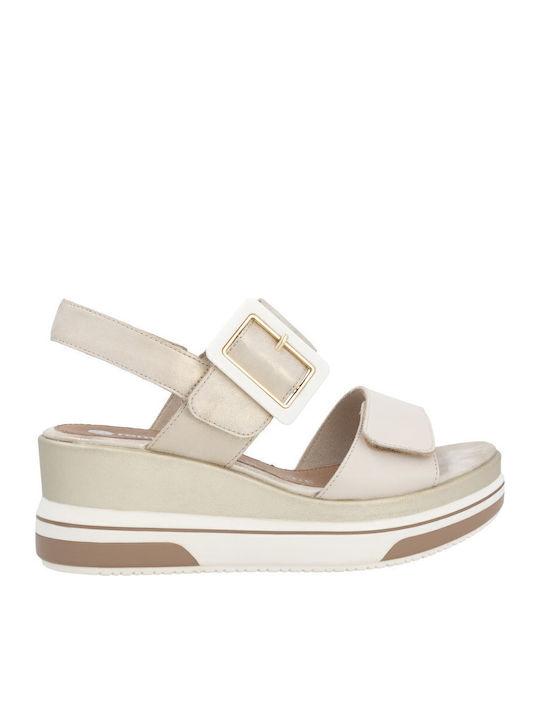 Anatomic Women's Leather Ankle Strap Platforms Gold