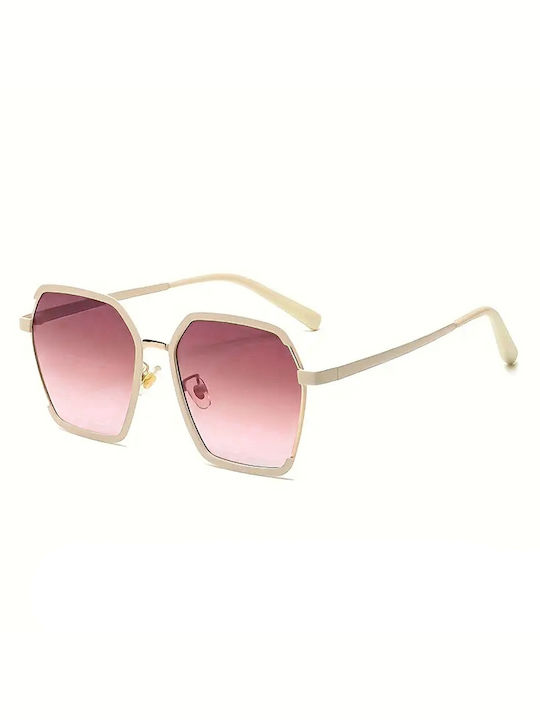 Techsuit Women's Sunglasses with Gold Metal Frame and Pink Gradient Polarized Lens KF2347600
