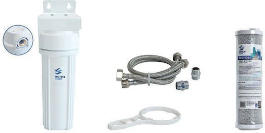 Proteas Filter Water Filtration System Single Under Sink / Central Supply Micron ½" with Replacement Filter Activated Carbon ECO-CB5 EW-013-0503