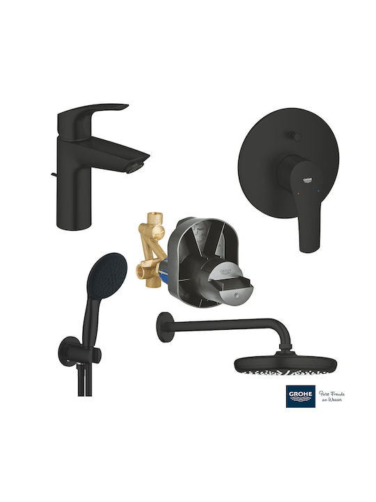 Grohe Σετ Μίκτης & Κεφαλή Ντουζ Εντοιχισμού για Νιπτήρα Μαύρο