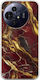 Cracked Marble Red Gold Tcl 50 Pro Nxtpaper 5g Flexible Tpu Διάφανη Σιλικόνη