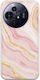 Cracked Marble Pink Gold TCL 50 Pro Nxtpaper 5G Flexible TPU Transparent Silicone