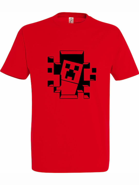 Tricou unisex "Minecraft Face" roșu