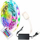 Αδιάβροχη Ταινία LED Τηλεόρασης 12V RGB Φως 5m Τύπου SMD5050 με Τηλεχειριστήριο