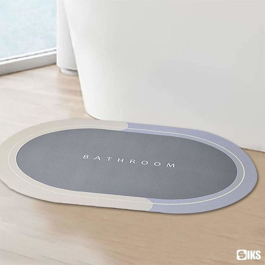 Rutschfest Set Badematten Oval Light Blue/grey 2Stück