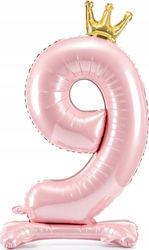 Folienballon Basis Nummer Neun Rosa Krone 84cm