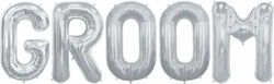 Silver Letter Balloons Set Groom 35cm