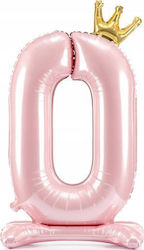 Foil Balloon Base Number Zero Pink Crown 84cm