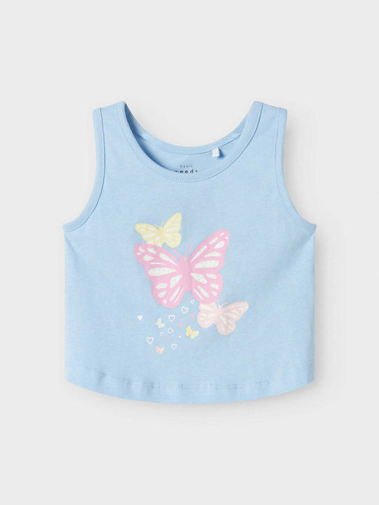 Name It Kids Sleeveless Blouse Chambray Blue Bu...