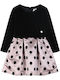 Children's Dress Long Sleeve Velvet Polka Dot Black