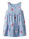 Girls Sleeveless Dress Chambray Blue Whales