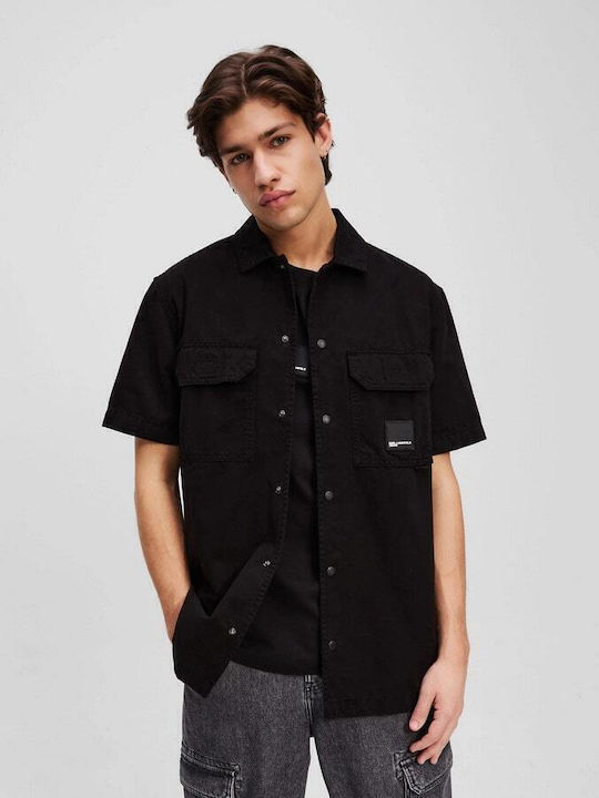 Short-sleeved Denim Shirt Black