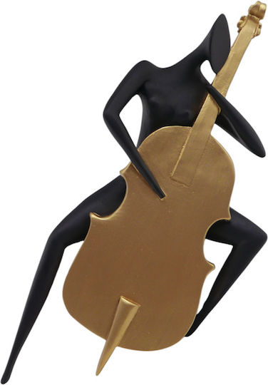 Decorative Polyester Figure Woman Cello Black Gold Color 16x13x21cm Ankor Ankor 844296