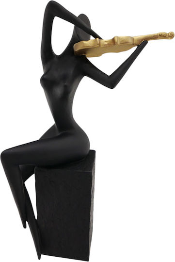 Figurină Decorativă Poliester Femeie Vioară Negru Auriu 15x8x26cm Ankor Ankor 844302