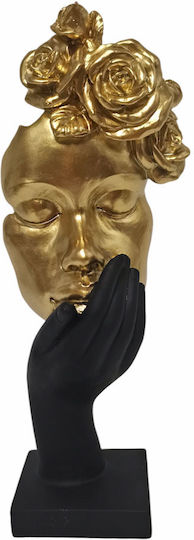 Decorative Polyester Figure Woman Roses Black Gold Color 13x7.5x29.5cm Ankor Ankor 844371