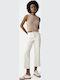 High Waist Women's Jean Trousers in Straight Line White