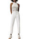 High Waist Women's Jean Trousers in Mom Fit White