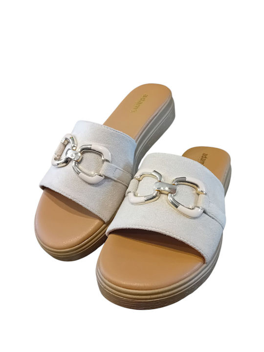 Damenplattformen Beige