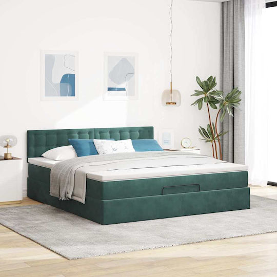 Κρεβάτι Υπέρδιπλο με Στρώμα 160x200cm Dark Green Κρεβάτι Υπέρδιπλο με Στρώμα 160x200cm Dark Green