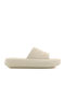 Beige Beach Flip Flops with Perforated Strap