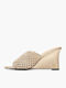 Leder Mules mit Absatz in Gold Farbe