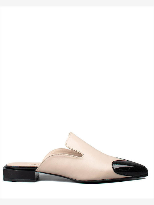 Flat Mules in Beige Color