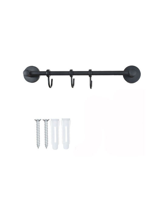 Triple Bathroom Hook Metal Matte Black Galifas 520003 Galifas