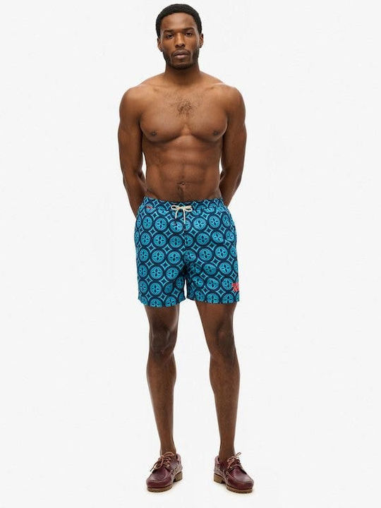 Superdry D3 Ovin Ανδρικό Μαγιό Σορτς Μπλε με Σχ...