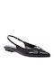 Lederne Damen Ballerinas Slingback in Schwarz Farbe