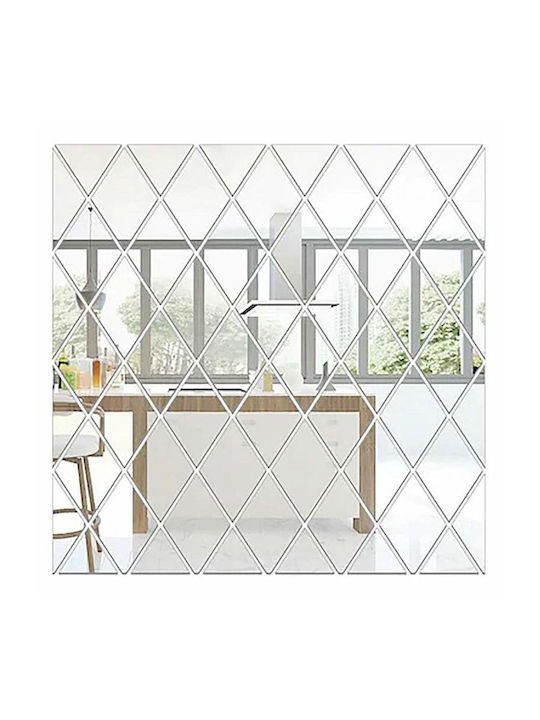 Set 52 de autocolante tip oglindă în formă de diamant triunghi pentru decorarea pereților, suprafață acoperită 1m x 1m, model 1