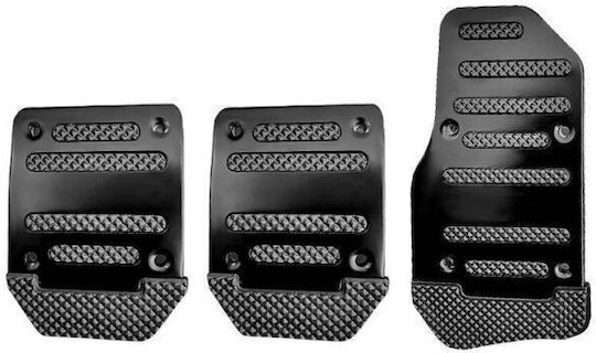 Car Pedal Set Universal Aluminum Black 3pcs