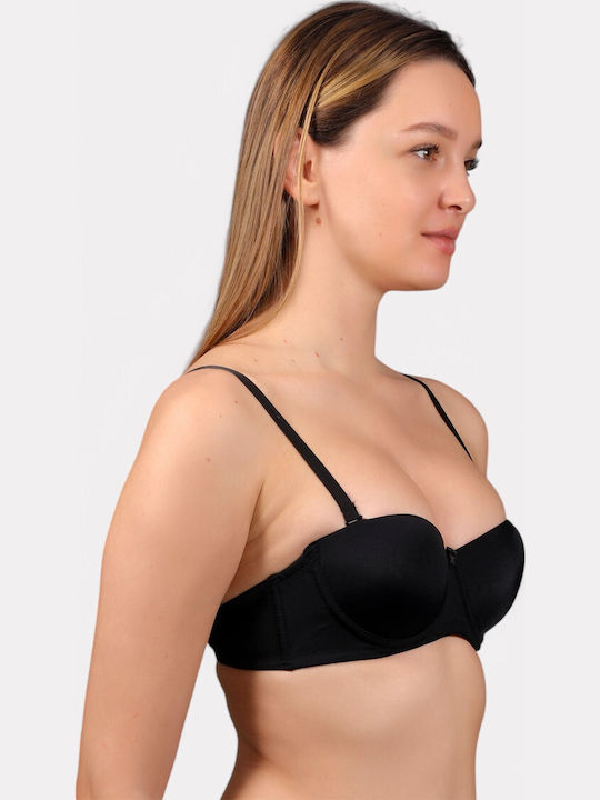 Μαύρο Strapless Σουτιέν χωρίς Ενίσχυση