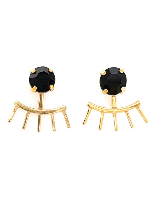 Σκουλαρικια Eyelashes Front Back Χρυσο Μαυρο