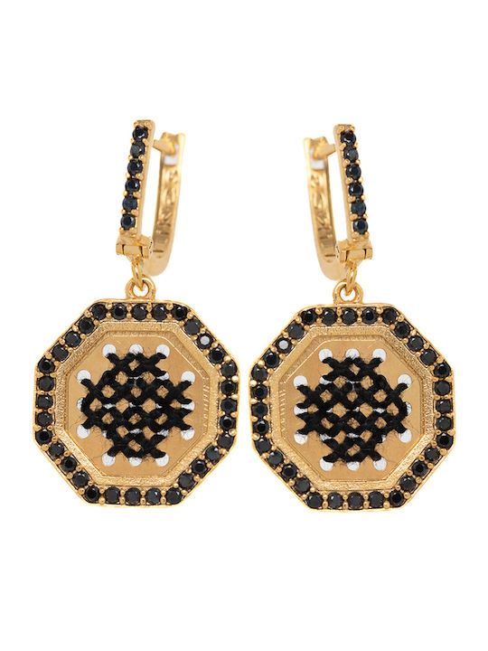 Kedima Zirconia Earrings Gold Black Kedima Zirconia Earrings Gold Black