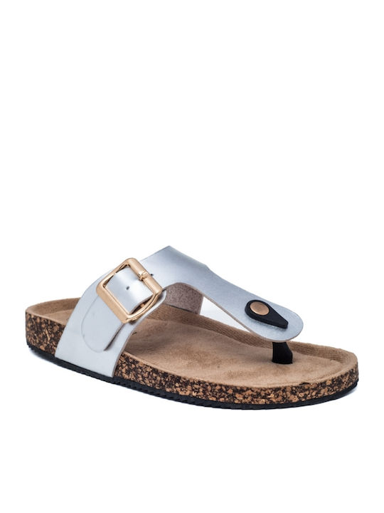 Women's Flat Sandals in Silver Color