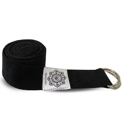 Ζώνη Γιόγκα Ιμάντας Yoga Pilates Strap D-ring Cotton Black Xl 270cmx4cm