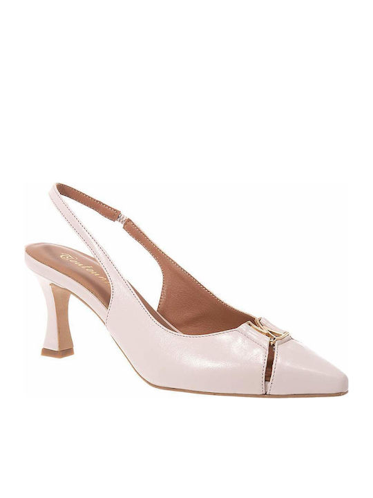 Toutounis Leather Beige Heels