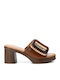 Mules with High Heel in Tabac Brown Color