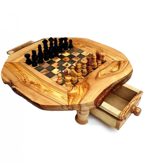 Wooden Art Lucrat manual Șah din Lemn de Măslin 30x30cm