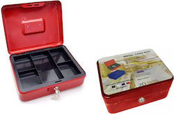 Metal Cash Box with Key Red 25x20x9cm Galifas Galifas