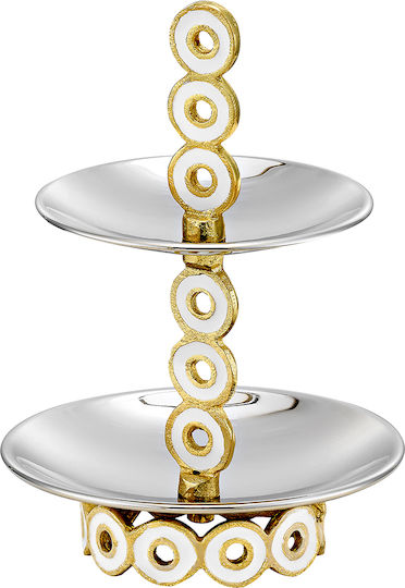 Capolavoro Metallic Dessert Tower Stand with 2 Tiers Silver 23x15cm