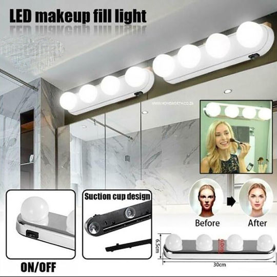 Portable 4 LED Makeup Mirror Light Bar Studio Glow Offer 1 + 1 White Bar