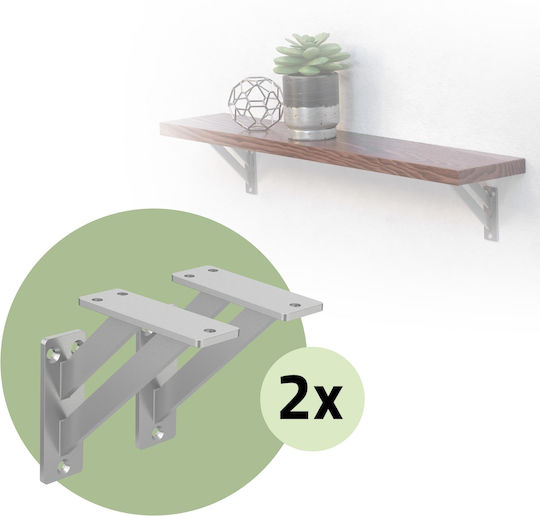 ML-Design Metallic Corner Shelf Silver 2pcs 490012756