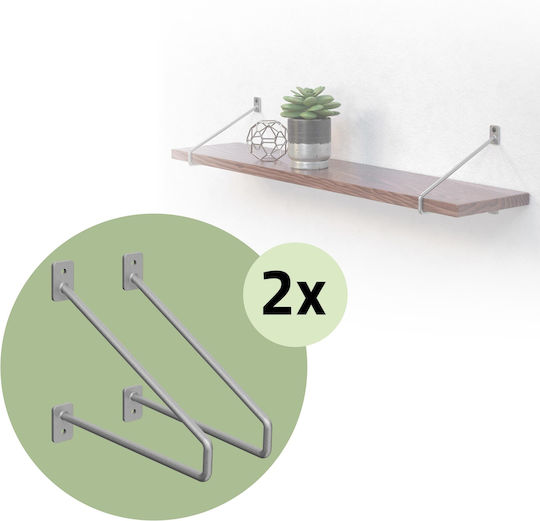 ML-Design Raft de colț din Metal în Culoare Argintiu 2buc 490012596