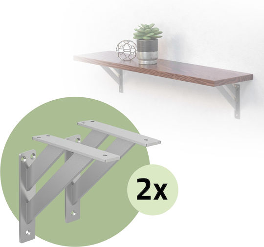ML-Design Metallic Corner Shelf Silver 2pcs 490012761