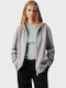 Women's Sweatshirt Jacket Hooded Light Grey Melange